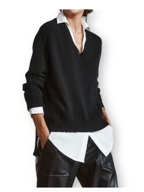 Brochu Walker The Looker Layered V Neck Sweater Cashmere Wool Knit